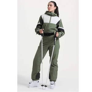 Traje de Esquí de Una Pieza para Mujer con Logotipo Personalizado, Impermeable, Cortavientos, Aislado, con Capucha, para Snowboard, Ropa de Invierno, Diseño Colorblock - Product Image 4
