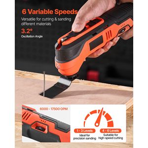 12V Cordless Oscillating Tool Multitool 6000-17500 OPM <b>Saw</b> with 6 Variable Speeds and 3.2 Degree Oscillation Battery <b>Powered</b> - Product Image 3