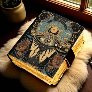 Carnet en cuir personnalisé Papillon Céleste, Journal Spirituel Soleil et Lune, Style Dark Academia, Cadeau - Product Image 5