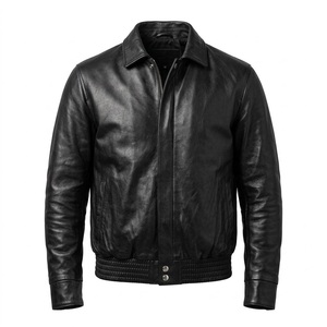 <b>Men's</b> Warm Leather Varsity <b>Jacket</b> Casual Zipper Heated Plain Dyed <b>Racing</b> riding leather <b>jacket</b> for <b>men</b> - Product Image 3