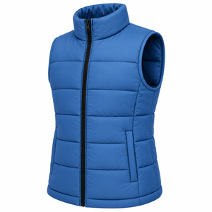 Custom Logo Mens Winter Puffer Vest Full Zip <b>Quilted</b> Sleeveless Jacket Breathable Stand Collar Body Warmer Solid Color <b>Waistcoat</b> - Product Image 5