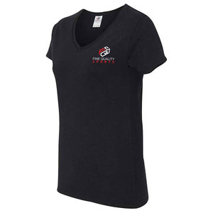 T-shirt rose col en V pour femme – Chic, logo minimaliste, coton doux, coupe ajustée, décontracté, streetwear d'été, vente en gros - Product Image 5
