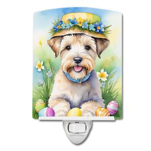 Veilleuse en céramique compacte 6x4x3 certifiée UL New Wheaten Terrier Easter Egg Hunt Multicolor pour chambre à coucher couloir cuisine - Product Image 1