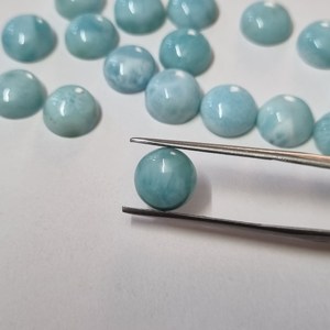 Larimar Natural, Corte Redondo, Pulido, 9 mm, Cabujón, Piedra Preciosa Suelta |   Suministros para la Fabricación de Joyería |   Proveedor Mayorista - Product Image 4