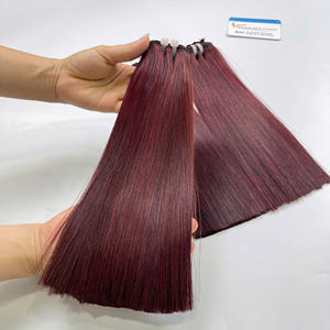 NUEVA LLEGADA Extensiones de cabello humano sin procesar, color natural, trama cosida a máquina, color rojo burdeos, doble capa, gran proveedor - Product Image 1