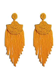 ต่างหูห้อยลูกปัดหลากสีสีสีงาช้างคลาสสิกสไตล์ยาว - Product Image 4