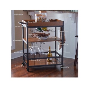 Admirable Design Brown Color Food <b>Serving</b> <b>Trolley</b> Prime Quality Wooden And Iron <b>Serving</b> <b>Trolley</b> For Hotel Use - Product Image 5
