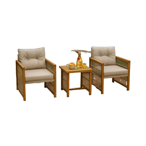 Juego de sofá de madera de ratán para exteriores de diseño moderno de lujo con cojines, cómodos muebles de salón de jardín para Patio para apartamento de Hotel - Product Image 1