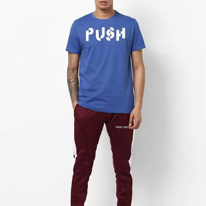 T-shirt bleu à manches courtes pour homme 2026, col rond, coupe classique, en jersey de coton, décontracté, avec logo frontal - Product Image 2