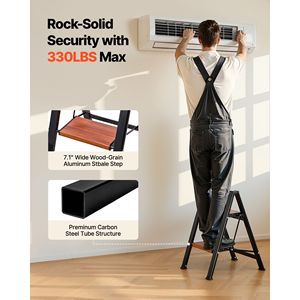 Scala Pieghevole Leggera a 2 Gradini con Pedale Antiscivolo Largo e Impugnatura Confortevole, Portatile in Alluminio, Capacità 150 kg - Product Image 4