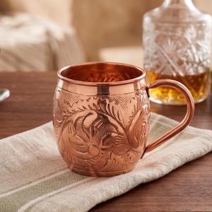 Mug à Moscow Mule en cuivre pur, artisanal, martelé, de luxe moderne, avec poignée, grande capacité, durable, mug à eau ayurvédique - Product Image 1