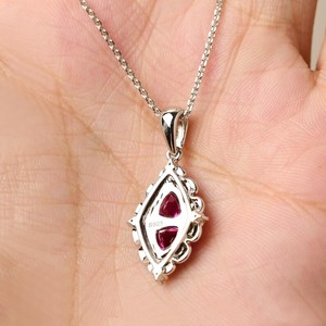 Custom Ruby Pendant Pendant Vintage Milgrain Sterling <b>Silver</b> Wedding Jewelry July Birthstone Pendant - Product Image 2