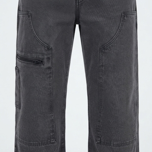 Pantalones Cargo de Mezclilla Lavada, Corte Ancho, Estilo Urbano, con Bolsillos, para Hombre - Product Image 6