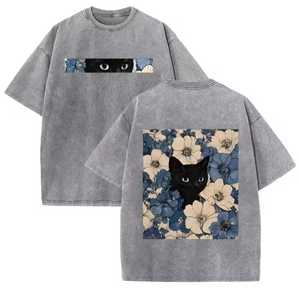 <b>Men's</b> Oversized Short Sleeve O-Neck T-Shirt 100% Cotton Floral for Print Casual Style Breathable 320g China Jersey Knitted Front - Product Image 5