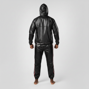 Combinaison de sport personnalisée de haute qualité en polyester/nylon pour femme et homme, effet sauna, amincissante, taille élastique - Product Image 2