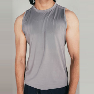 Custom High Quality Velour Knitted 100% Polyester Quick Dry Anti-Pilling Breathable Sleeveless Neck <b>Slim</b> Fit Men's Tank Top - Product Image 1