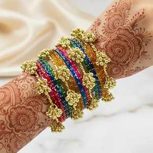 Pakistani & Indian Fashion Punjabi Culture Wear Bridal Shiny Chudiyan Kashmiri <b>Bangles</b> <b>Sets</b> Best Quality Metal Churian <b>Set</b> - Product Image 2