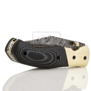 Handmade Damascus Steel Hunting Folding Pocket Knife DD-FK-801 25mm <b>Canvas</b> Micarta Handle Brass Bolsters 170mm Outdoor EDC - Product Image 4