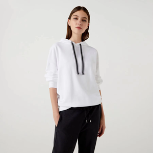 Sudadera con Capucha Extra Grande para Hombre, Color Blanco Sólido, Algodón French Terry, Estilo Casual para Otoño, Corte Regular, Tejido de Punto - Product Image 5