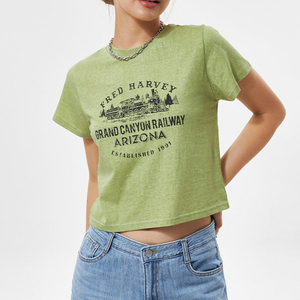 T-shirt court imprimé de qualité supérieure pour femme, coupe régulière, personnalisable, style streetwear - Product Image 1