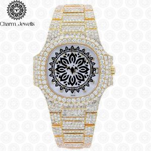 Charm_Jewells Luxury Women's Tonneau <b>Diamond</b> <b>Watch</b> Yellow Gold Case Analog Dial Date Display Sapphire Crystal Folding Clasp - Product Image 1