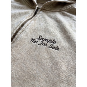 Sudadera con capucha de algodón grueso beige con lavado ácido para hombre, estilo streetwear, con cremallera completa, gráfico, de forro polar, venta al por mayor, vintage, desgastada - Product Image 6