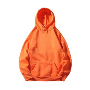 <b>Men's</b> <b>Orange</b> Hooded Sweatshirt Oversized Cotton Fleece Casual Solid Color Pocket <b>Hoodie</b> Autumn Style Regular Fit 2027 - Product Image 1