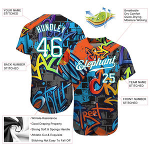 Dernier modèle de maillot de baseball léger, respirant et à séchage rapide, avec logo OEM personnalisé, motif géométrique graffiti, design authentique blanc et turquoise - Product Image 4