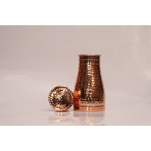 Pure Copper Water Bottle Handcrafted Hammered Design for Ayurvedic Health Benefits Eco-Friendly Bedside Carafe for Natural Detox - Product Image 6