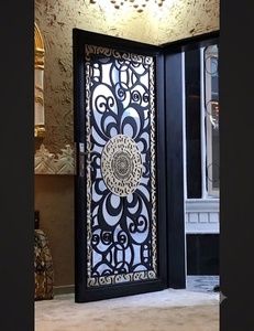 Portail double en fer forgé KHP, forgé à la main, avec ouverture de style européen, montage facile, finition durable avec revêtement en poudre, extérieur - Product Image 3