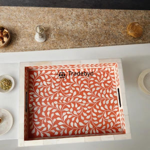 Mesa de Centro Decorativa Moderna Hecha a Mano con Incrustaciones de Hueso, Bandeja Móvil, Estilo Premium de Tradebyd - Product Image 4