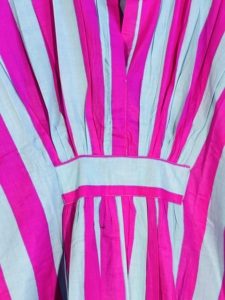 Vestido Kaftán a Rayas Rosa y Azul Claro con Cuello Mandarín, Vestido Largo Holgado sin Mangas, Informal de Verano - Product Image 2