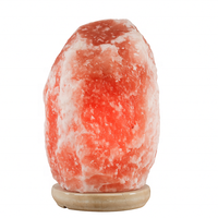 Natürliche Handwerkskunst Himalaya-Salzlampe mit Holzsockel in Rosa-Orange-Rot, Anpassbare Form, Hochwertige Dekorative Elemente für Zuhause