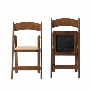 Wooden Folding <b>Chairs</b>, <b>Set</b> <b>of</b> <b>2</b>, Fruit Wood Finish with Upholstered Seat, No Assembly, Durable for Home & <b>Dining</b> - Product Image 1