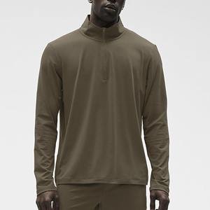 T-shirt de course à manches longues pour homme avec demi-zip, logo personnalisé, respirant, athlétique, fitness, sport - Product Image 6