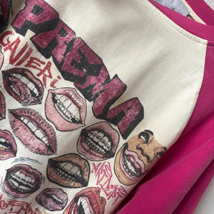 เสื้อยืดโอเวอร์ไซส์ผ้าฝ้ายสั่งทำพิเศษ พิมพ์ลายสกรีน แขนยาวสองชั้น ทรงบ็อกซี่ ตัดสั้น ขาดๆ แบบดิสเทรส สำหรับผู้ชาย - Product Image 2