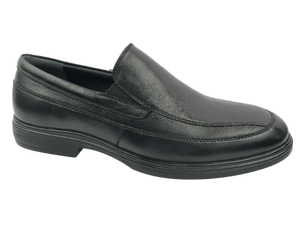 Mocassins en cuir noir pour hommes, à enfiler, bout rond, semelle intermédiaire EVA amortie, semelle extérieure en caoutchouc, toutes saisons, doublure en microfibre, chaussures décontractées - Product Image 1