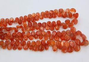 ลูกปัดหินซันสโตนสีส้มธรรมชาติทรงหยดน้ำแบบเรียบสำหรับทำเครื่องประดับ - Product Image 4