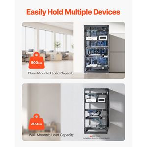 Rack di Rete Open Frame 20U con 4 Montanti, Montaggio a Parete o a Pavimento, Profondità 23 Pollici, Ripiani Ventilati Rinforzati - Product Image 2