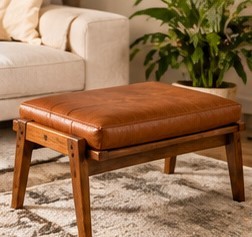 Rectangle PU Leather Ottoman Foot Stool <b>Padded</b> Seat Wood Legs Modern Furniture Decoration Living Room Bedroom Side <b>Bench</b> - Product Image 1