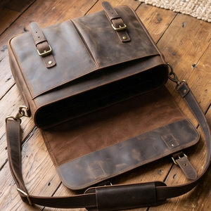 Sac messager vintage en cuir véritable Regal Three Llc avec fermeture à boucle, bandoulière réglable, sacs messagers pour toutes les saisons - Product Image 6
