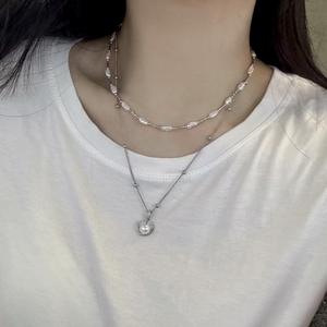 Collar de Perlas Barrocas, Collar de Clavícula Irregular de Agua Dulce Natural, Doble Capa - Product Image 4