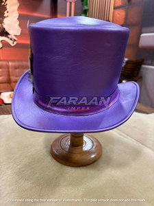 Handmade Purple Cowboy <b>Hat</b> Feather Decoration Western <b>Steampunk</b> Gothic Festival Party Casual Character Fashion <b>Hat</b> Men Women - Product Image 2