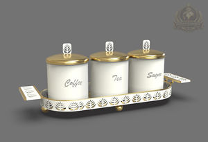 Juego de Recipientes de Aluminio Ecológicos de Lujo para Café, Té y Azúcar, con Bandeja, Acabado Dorado, Frascos para Servir, Vajilla Decorativa para la Mesa - Product Image 3
