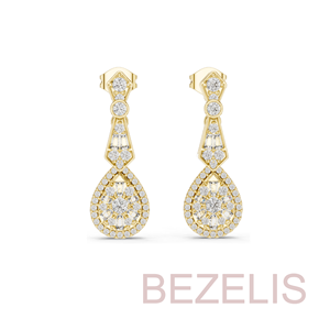 Boucles d'oreilles pendantes en or 14 carats avec diamants de laboratoire taille brillant rond, bijoux de luxe pour mariage, vente en gros pour femmes - Product Image 4