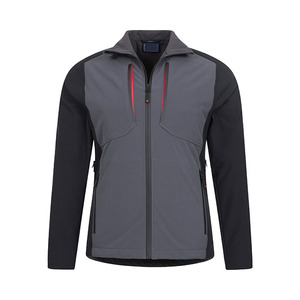 Men's Windproof Fleece Jacket Solid Color Block Zipper Closure Stand Collar Sporty Outdoor Training Top Autumn Wear - Product Image 5