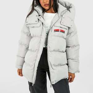 Hot Selling Women's hooded Collar Puffer Jacket 100% Polyester Windbreaker Fabric <b>Winter</b> casual wear solid <b>ladies</b> Bubble <b>Coat</b> - Product Image 4
