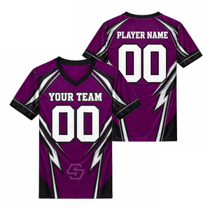 Maillot de football américain personnalisé de haute qualité, sublimé, col en V, manches courtes, en maille polyester respirante, grande taille adulte - Product Image 6