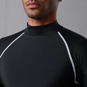 Chemise de sport à manches longues pour homme, bleue, à séchage rapide, en polyester, pour l'entraînement, le fitness, le cyclisme, le surf, compression - Product Image 2