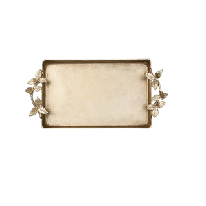 Plateau en métal argenté attrayant, design élégant, plateau de service alimentaire avec poignée, parfait pour les occasions - Product Image 5